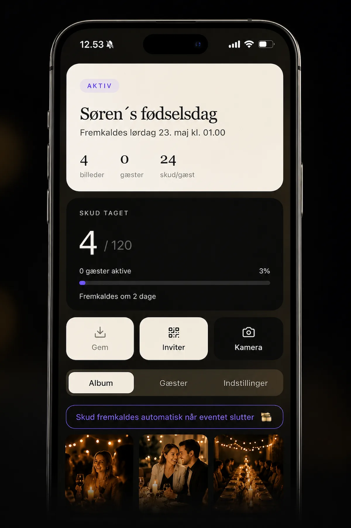 Host oversigt over event med live billeder